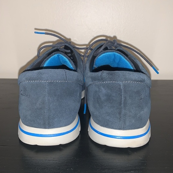 Clarks Men's Denner Motion Suede Oxford Shoes - Navy and Taupe.  Size 8. - Picture 4 of 10